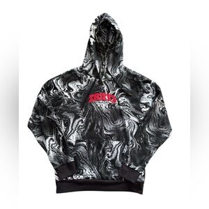 Navy Yard Trippy Graphic Hoodie Men Small Black White Streetwear EUC